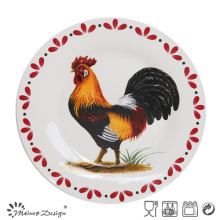 Placa redonda de cerámica de porcelana de pollo